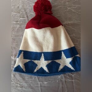 Red, White, and Blue Patriotic knit hat stars unisex os